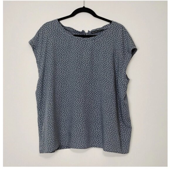 Abercrombie & Fitch XL Charcoal Gray Polka Dot Blouse Back Buttons - Picture 2 of 9